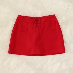 RED TIEUP SKIRT